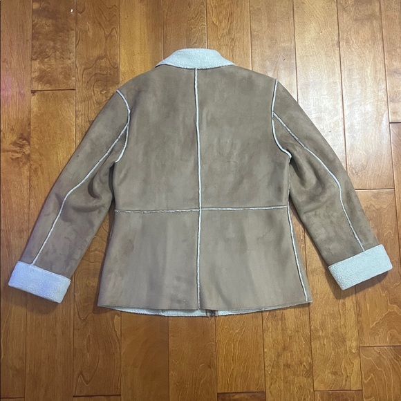 Vintage Y2K FU DA New York Tan Faux Suede Sherpa Lined Jacket Fleece Gorpcore - Picture 6 of 8